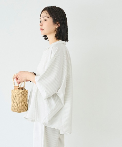 coca(coca)(コカ)の「とろみサッカースキッパードルマンブラウス(シャツ/ブラウス・レディース・ライトグレー/ネイビー・L/M)」の12枚目の写真