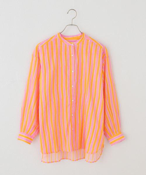 SARA MALLIKA/サラマリカ】 Cotton Wave Stripe Print Shi（シャツ