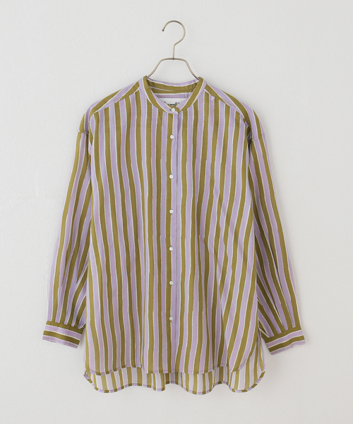 SARA MALLIKA/サラマリカ】 Cotton Wave Stripe Print Shi（シャツ