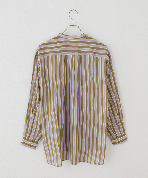 sara mallika(サラ マリカ)の「【SARA MALLIKA/サラマリカ】 Cotton Wave Stripe Print Shi(シャツ/ブラウス・レディース・オレンジ/カーキ・FREE)」の11枚目の写真