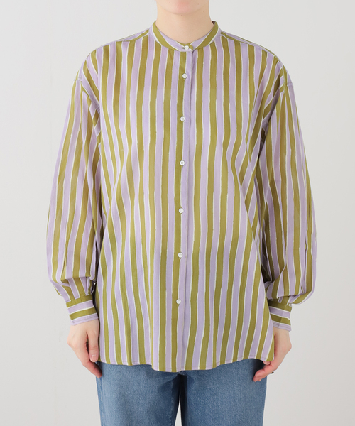 sara mallika(サラ マリカ)の「【SARA MALLIKA/サラマリカ】 Cotton Wave Stripe Print Shi(シャツ/ブラウス・レディース・オレンジ/カーキ・FREE)」の5枚目の写真