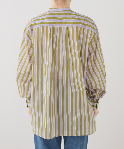 sara mallika(サラ マリカ)の「【SARA MALLIKA/サラマリカ】 Cotton Wave Stripe Print Shi(シャツ/ブラウス・レディース・オレンジ/カーキ・FREE)」の3枚目の写真