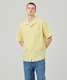 ease（イーズ）の「LINEN OPEN COLLAR 1/2SHIRTS_YELLOW（シャツ/ブラウス）」
