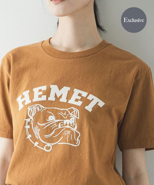 MIXTA（ミクスタ）の「『別注』Mixta×URBAN RESEARCH　HEMET（Tシャツ/カットソー・レディース・キャメル/ナチュラル/スミクロ・SMALL）」の3枚目の写真