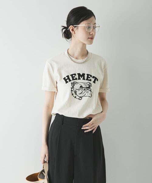 MIXTA（ミクスタ）の「『別注』Mixta×URBAN RESEARCH　HEMET（Tシャツ/カットソー・レディース・キャメル/ナチュラル/スミクロ・SMALL）」の9枚目の写真