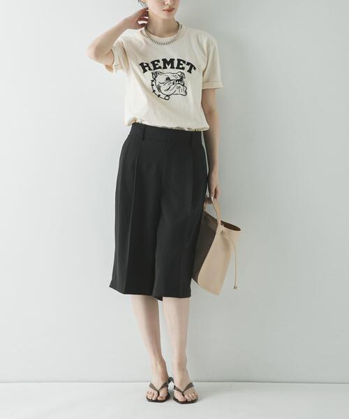 MIXTA（ミクスタ）の「『別注』Mixta×URBAN RESEARCH　HEMET（Tシャツ/カットソー・レディース・キャメル/ナチュラル/スミクロ・SMALL）」の12枚目の写真