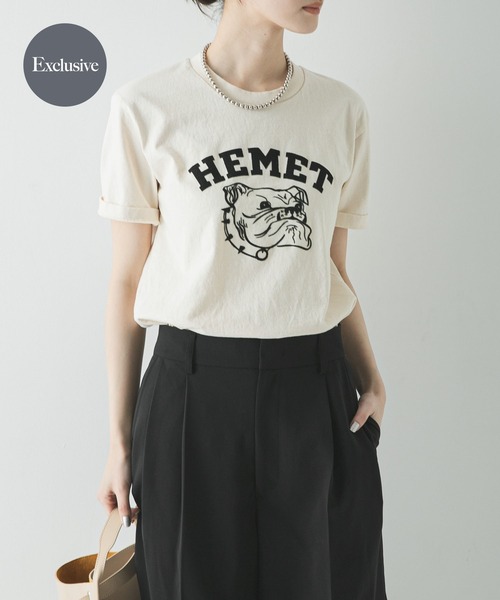 MIXTA(ミクスタ)の「『別注』Mixta×URBAN RESEARCH HEMET(Tシャツ/カットソー・レディース・キャメル/ナチュラル/スミクロ・SMALL)」の3枚目の写真