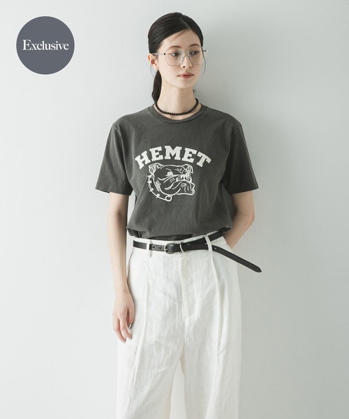 MIXTA(ミクスタ)の「『別注』Mixta×URBAN RESEARCH HEMET(Tシャツ/カットソー・レディース・キャメル/ナチュラル/スミクロ・SMALL)」の2枚目の写真