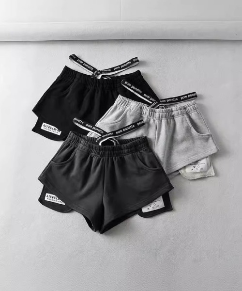 Ritzy（リッツィー）の「クロスしたウエスト  Y2K 風ルーズスウェットショーツ（その他パンツ・レディース・ライトグレー/ブラック/ダークグレー・M/S/L）」の21枚目の写真