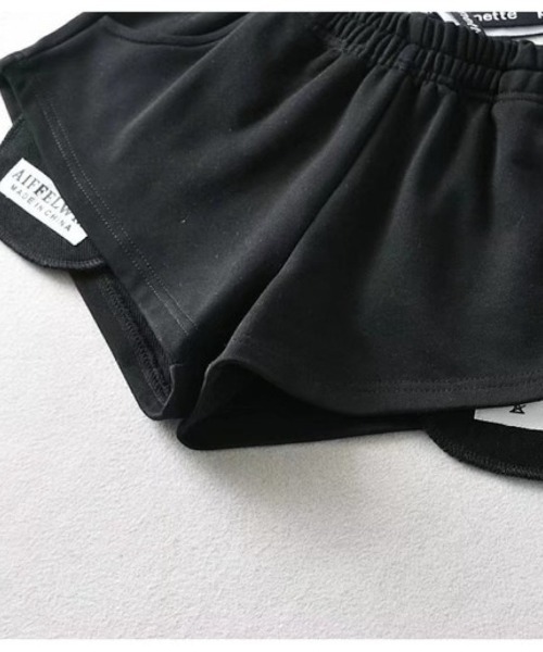 Ritzy（リッツィー）の「クロスしたウエスト  Y2K 風ルーズスウェットショーツ（その他パンツ・レディース・ライトグレー/ブラック/ダークグレー・M/S/L）」の9枚目の写真