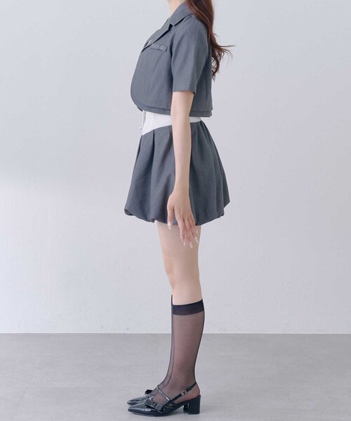OLIVE des OLIVE(オリーブデオリーブ)の「【Belle Charme】Mini Ribbon Short Sleeve Jacket(テーラードジャケット・レディース・ベージュ/チャコールグレー/ブラック・FREE)」の9枚目の写真