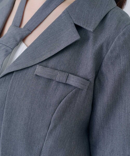 OLIVE des OLIVE(オリーブデオリーブ)の「【Belle Charme】Mini Ribbon Short Sleeve Jacket(テーラードジャケット・レディース・ベージュ/チャコールグレー/ブラック・FREE)」の14枚目の写真