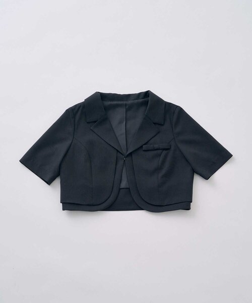 OLIVE des OLIVE(オリーブデオリーブ)の「【Belle Charme】Mini Ribbon Short Sleeve Jacket(テーラードジャケット・レディース・ベージュ/チャコールグレー/ブラック・FREE)」の5枚目の写真