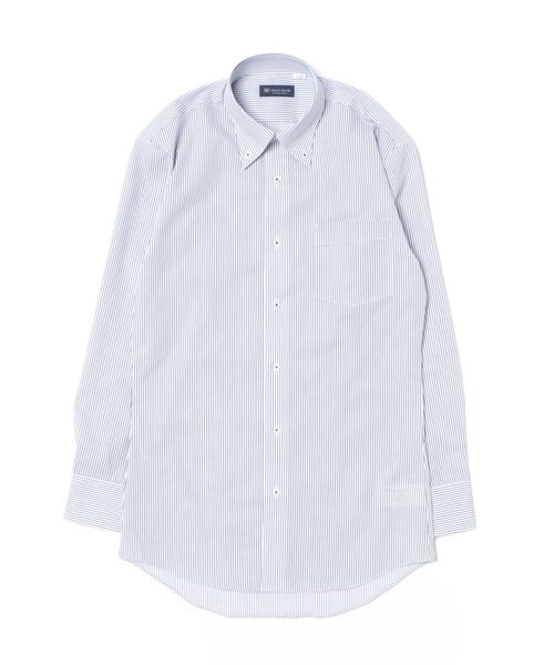 TOKYO SHIRTS（トウキョウシャツ）の「【吸水速乾】 形態安定ノンアイロン ボタンダウン 長袖ビジネスワイシャツ（ビジネスシャツ・メンズ・ネイビー・首回り37cm-裄丈80cm/首回り41cm-裄丈82cm/首回り39cm-裄丈84cm/首回り39cm-裄丈80cm/首回り37cm-裄丈84cm/首回り43cm-裄丈86cm/首回り43cm-裄丈82cm/首回り42cm-裄丈86cm/首回り42cm-裄丈82cm/首回り41cm-裄丈86cm）」の6枚目の写真