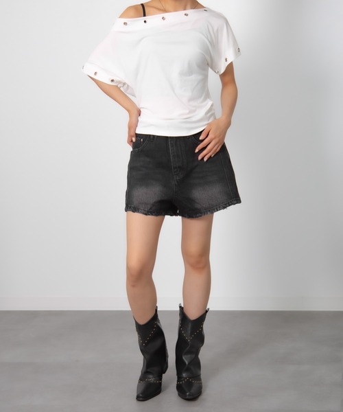 MEMECLE(メメクル)の「【 MEMECLE / メメクル 】ベーシックデニムショートパンツ(その他パンツ・レディース・ブラック/ブルー/オフホワイト・MEDIUM/SMALL)」の12枚目の写真