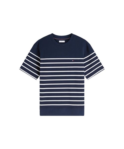 TOMMY HILFIGER(トミーヒルフィガー)の「ジャカードストライプリラックスクルーネックTシャツ(Tシャツ/カットソー・メンズ・ネイビー/オフホワイト・LARGE/MEDIUM/X-LARGE/SMALL)」の12枚目の写真