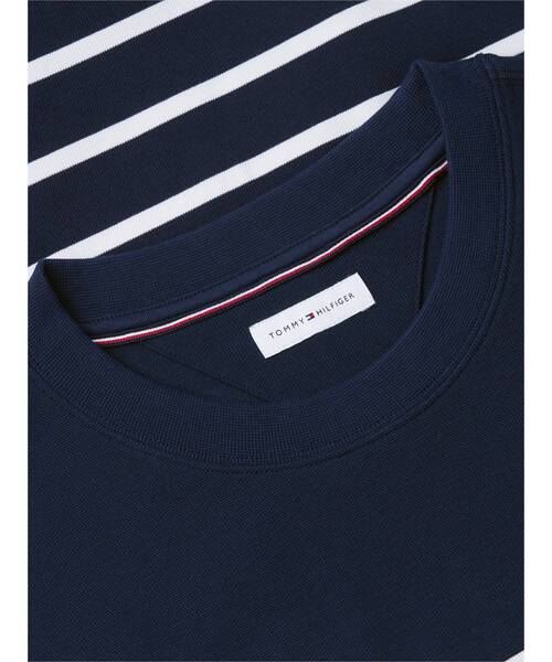 TOMMY HILFIGER(トミーヒルフィガー)の「ジャカードストライプリラックスクルーネックTシャツ(Tシャツ/カットソー・メンズ・ネイビー/オフホワイト・LARGE/MEDIUM/X-LARGE/SMALL)」の3枚目の写真