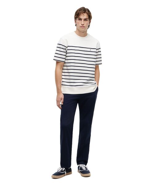 TOMMY HILFIGER(トミーヒルフィガー)の「ジャカードストライプリラックスクルーネックTシャツ(Tシャツ/カットソー・メンズ・ネイビー/オフホワイト・LARGE/MEDIUM/X-LARGE/SMALL)」の4枚目の写真