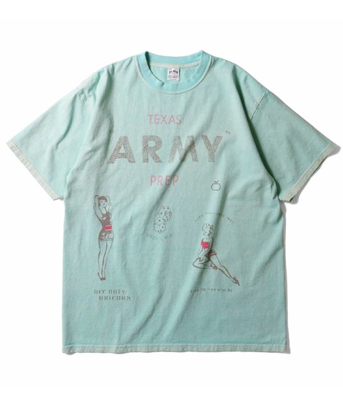 HOUSTON(ヒューストン)の「HOUSTON ヒューストン PIGMENT ARMY PRINT TEE ピグメント アーミープリント 半袖Tシャツ(Tシャツ/カットソー・メンズ・ホワイト/ターコイズブルー/ブラック・XL/M/L)」の3枚目の写真
