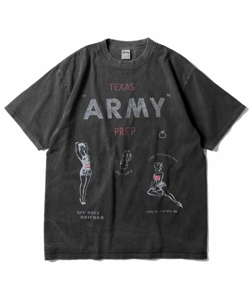 HOUSTON(ヒューストン)の「HOUSTON ヒューストン PIGMENT ARMY PRINT TEE ピグメント アーミープリント 半袖Tシャツ(Tシャツ/カットソー・メンズ・ホワイト/ターコイズブルー/ブラック・XL/M/L)」の2枚目の写真