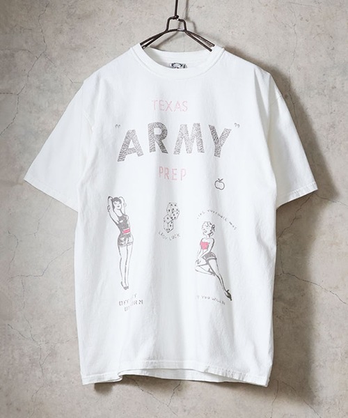HOUSTON PIGMENT ARMY PRINT TEE пигментированная футболка с принтом «армия», короткий рукав