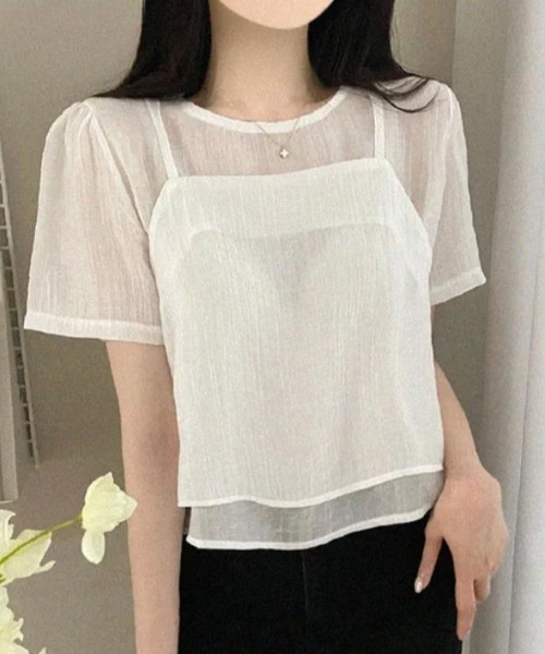 semplice(センプリチェ)の「2枚セットTシャツ【韓国ファッション】(Tシャツ/カットソー・レディース・ブラック/ホワイト・F)」の7枚目の写真
