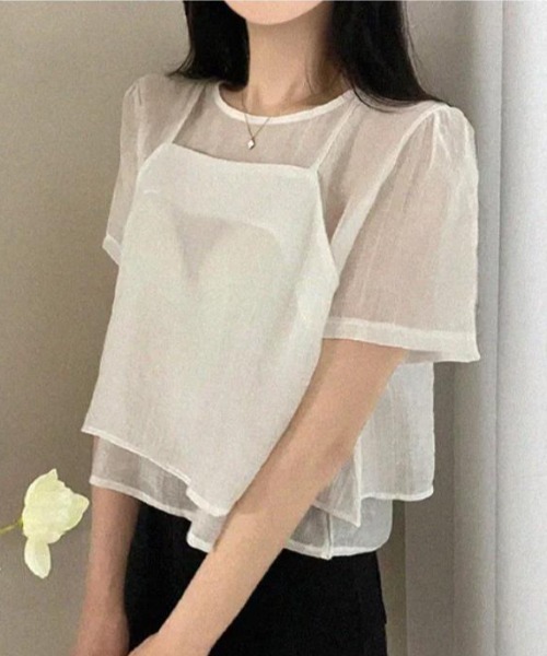 semplice(センプリチェ)の「2枚セットTシャツ【韓国ファッション】(Tシャツ/カットソー・レディース・ブラック/ホワイト・F)」の8枚目の写真
