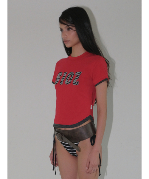 ORDINARY HOLIDAY（オーディナリー ホリデー）の「STRIPE LAYERED T-SHIRT [RED]（Tシャツ/カットソー・レディース・その他・FREE）」の2枚目の写真