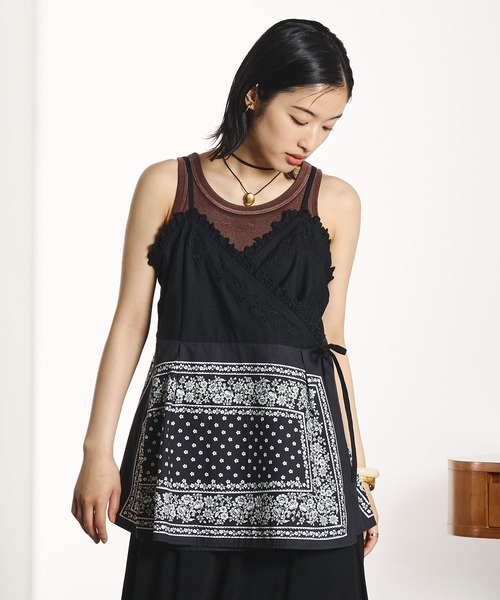 INDIA IS BEAUTIFUL（インディアイズビューティフル）の「【ROSE BUD別注】INDIA IS BEAUTIFUL/BLACK BANDANA CAMISOLE（キャミソール・レディース・ブラック・ONE SIZE）」の2枚目の写真