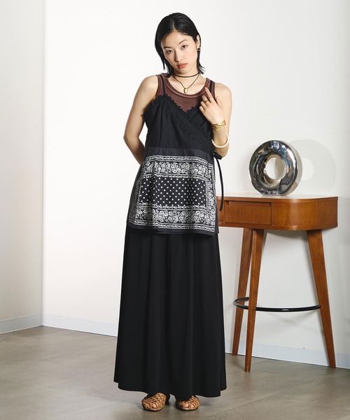 INDIA IS BEAUTIFUL（インディアイズビューティフル）の「【ROSE BUD別注】INDIA IS BEAUTIFUL/BLACK BANDANA CAMISOLE（キャミソール・レディース・ブラック・ONE SIZE）」の5枚目の写真