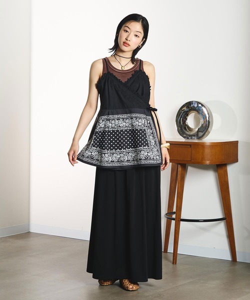 INDIA IS BEAUTIFUL（インディアイズビューティフル）の「【ROSE BUD別注】INDIA IS BEAUTIFUL/BLACK BANDANA CAMISOLE（キャミソール・レディース・ブラック・ONE SIZE）」の6枚目の写真