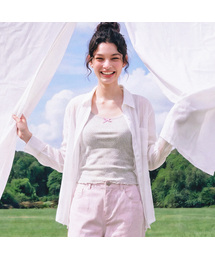 Loose Fit Stripe See-Through Shirt_White