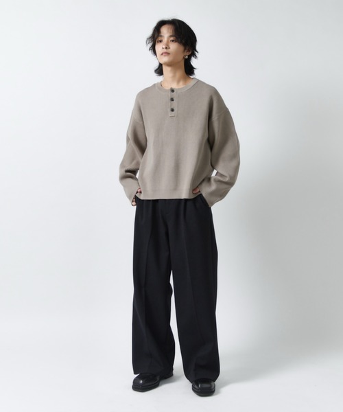 Lui's(ルイス)の「片畦編み ヘンリーネックニット(ニット/セーター・メンズ・グレー/ブラック・M/S)」の16枚目の写真