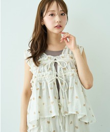 mil | 花柄刺繍 シャーリングブラウス / セットアップ対応【588112】(シャツ/ブラウス)