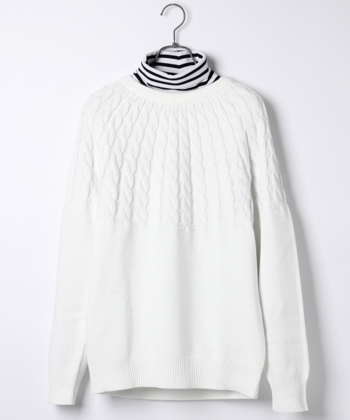 RAGEBLUE(レイジブルー)の「ケーブルキリカエニットクルー/715912(ニット/セーター・メンズ・ブルー/ホワイト/ダークグレー/ブルー系その他・LARGE/MEDIUM)」の2枚目の写真