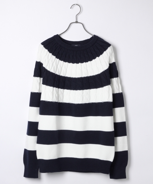 RAGEBLUE(レイジブルー)の「ケーブルキリカエニットクルー/715912(ニット/セーター・メンズ・ブルー/ホワイト/ダークグレー/ブルー系その他・LARGE/MEDIUM)」の1枚目の写真