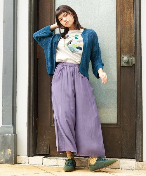 Jocomomola(ホコモモラ)の「Sacudida サテンワイドパンツ(その他パンツ・レディース・マスタード/パープル・40)」の19枚目の写真