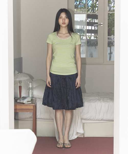 0MILEWEAR(ヤングマイルウェア)の「デイジーダストストライプTシャツ(green)(Tシャツ/カットソー・レディース・その他・FREE)」の2枚目の写真