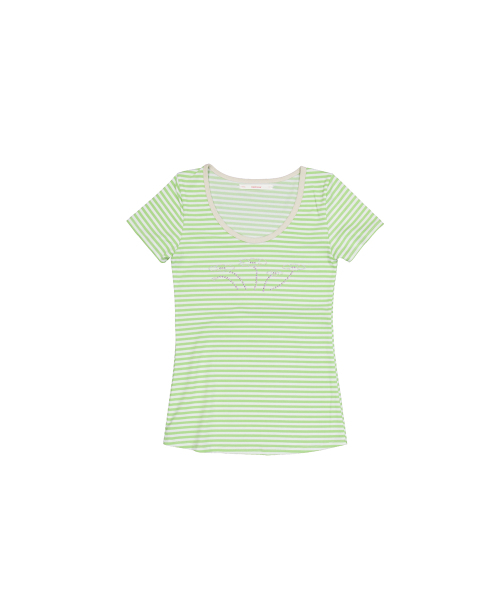 0MILEWEAR(ヤングマイルウェア)の「デイジーダストストライプTシャツ(green)(Tシャツ/カットソー・レディース・その他・FREE)」の4枚目の写真