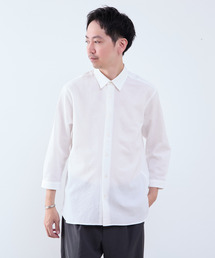 MEN'S MELROSE | リップルサッカー レギュラーカラー8分袖シャツ(シャツ/ブラウス)