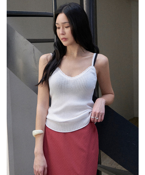 MORVE13（モルブ13）の「ヘイズニットスリーブレス（アイボリー）（Tシャツ/カットソー・レディース・ブラック/ネイビー/レッド/ベージュ/アイボリー・FREE）」の6枚目の写真