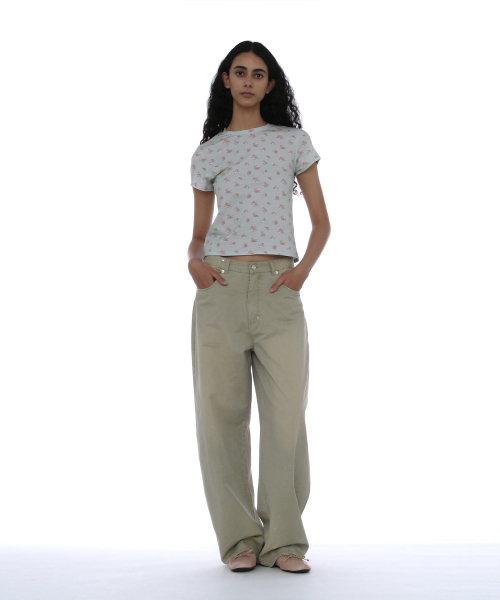 PARTIMENTO WOMEN（パルティメントウィメン）の「フローラルプリントショートスリーブTシャツ_ミント（Tシャツ/カットソー・レディース・その他・SMALL/MEDIUM）」の5枚目の写真