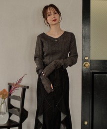 long sleeve rib knit / ロングスリーブリブニット
