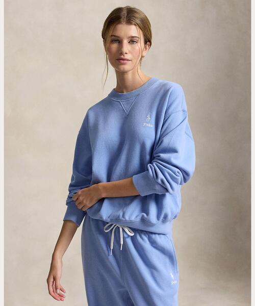 POLO RALPH LAUREN(ポロ ラルフ ローレン)の「フリース ロゴ クルーネック(スウェット・レディース・ブルー・S/M/XS)」の1枚目の写真