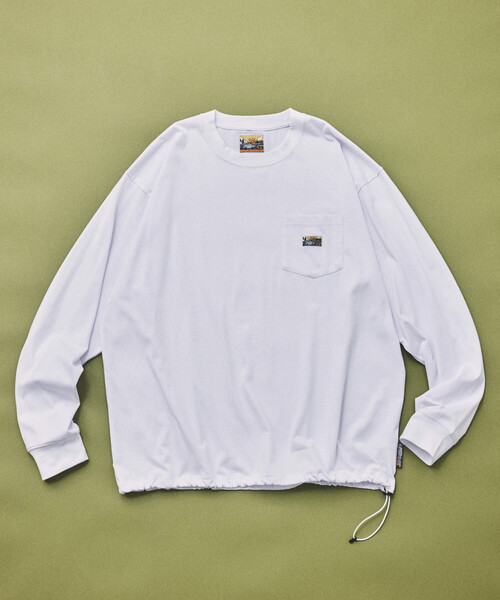 FREAK'S STORE(フリークスストア)の「FREAK'S STORE for BEACH & FES リラックスフィット ワンポイントロゴ スピンドル ロングスリーブTシャツ(Tシャツ/カットソー・メンズ・ベージュ/オリーブ/ブラック/ライトグレー/ホワイト・MEDIUM/LARGE)」の6枚目の写真
