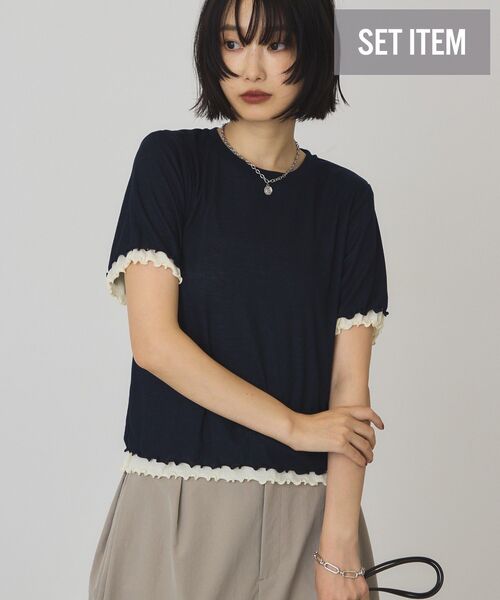 AMERICAN HOLIC(アメリカンホリック)の「【2点セット】配色レイヤードメローTシャツ(Tシャツ/カットソー・レディース・ダークネイビー/パープル/アイボリー・M/L)」の9枚目の写真