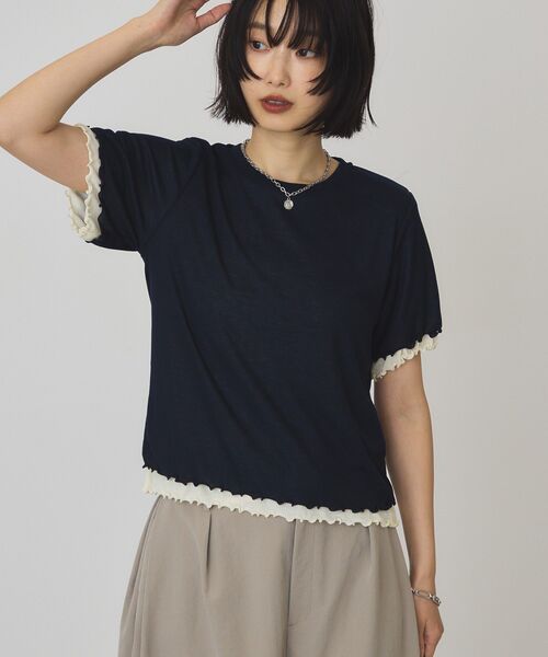 AMERICAN HOLIC(アメリカンホリック)の「【2点セット】配色レイヤードメローTシャツ(Tシャツ/カットソー・レディース・ダークネイビー/パープル/アイボリー・M/L)」の10枚目の写真