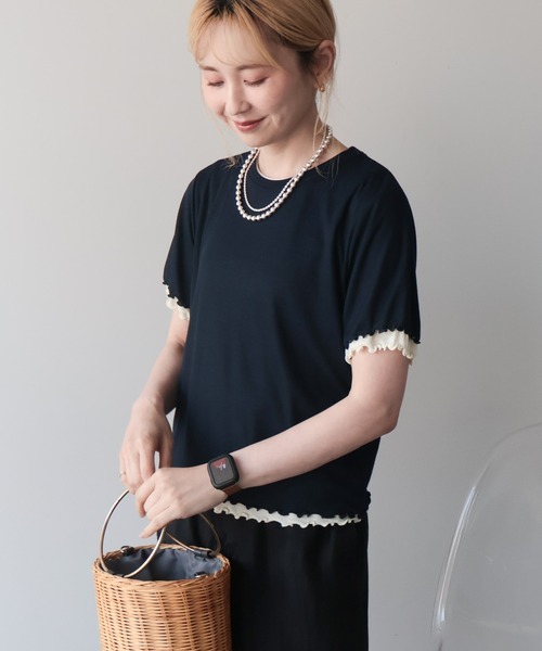 AMERICAN HOLIC(アメリカンホリック)の「【2点セット】配色レイヤードメローTシャツ(Tシャツ/カットソー・レディース・ダークネイビー/パープル/アイボリー・M/L)」の6枚目の写真