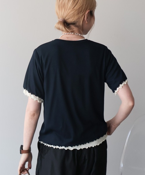 AMERICAN HOLIC(アメリカンホリック)の「【2点セット】配色レイヤードメローTシャツ(Tシャツ/カットソー・レディース・ダークネイビー/パープル/アイボリー・M/L)」の7枚目の写真