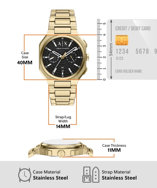 ARMANI EXCHANGE(アルマーニエクスチェンジ)の「アルマーニ・エクスチェンジ 腕時計 メンズ アナログ ステンレス AX1476(アナログ腕時計・メンズ・ゴールド・FREE)」の5枚目の写真
